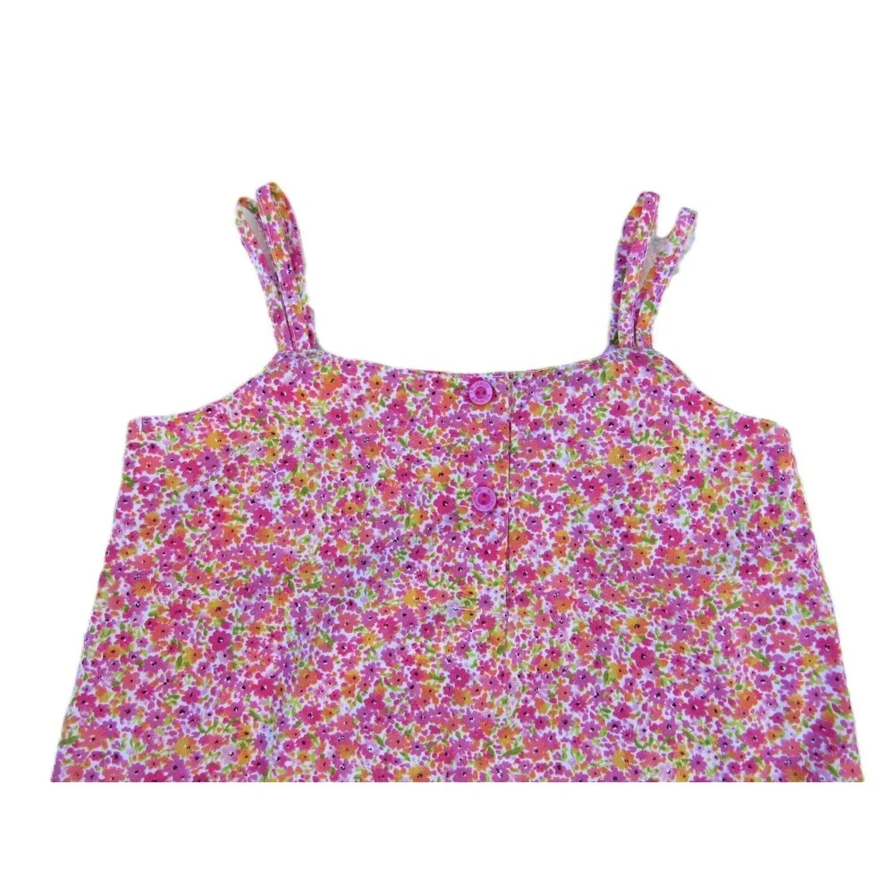 Girls Size 6 Tank Dress Pink Floral Print Embroidered Flowers Blueberi Boulevard